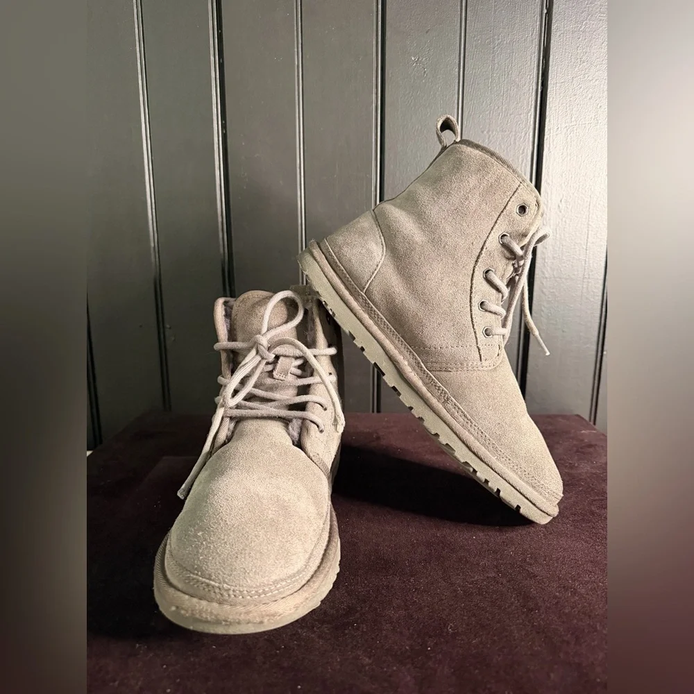 UGG Men’s Gray Suede Lace-Up Boots Size 8